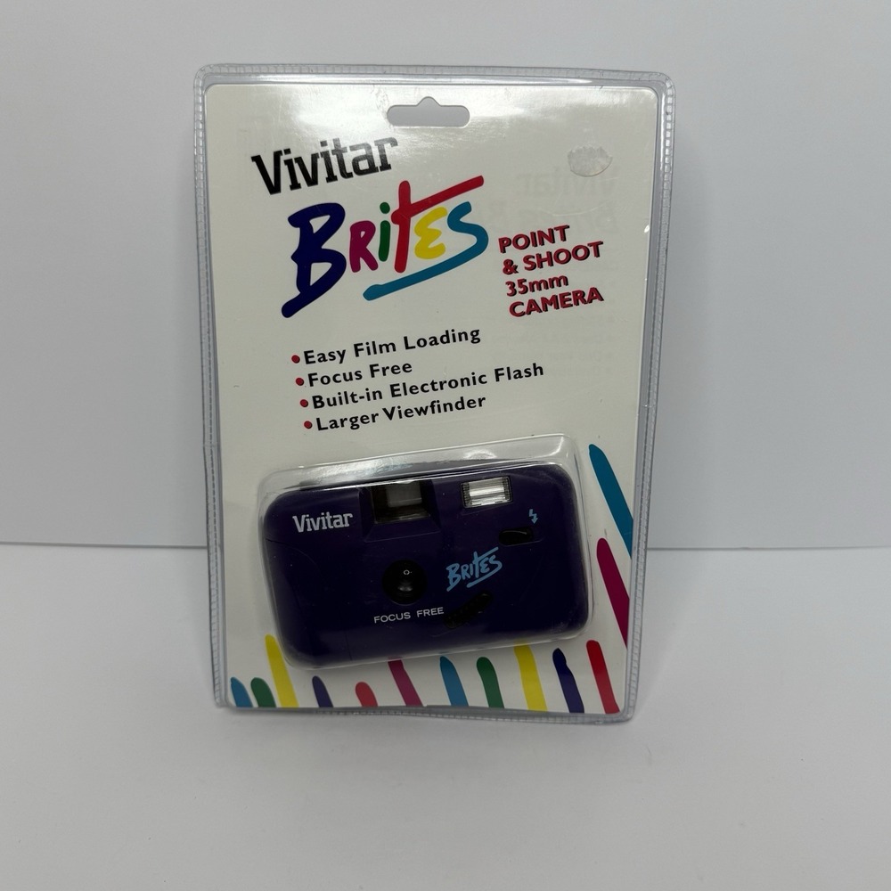 VTG 1997 Vivitar Brites Point & Shoot 35mm Camera Purple Focus Free Brand New